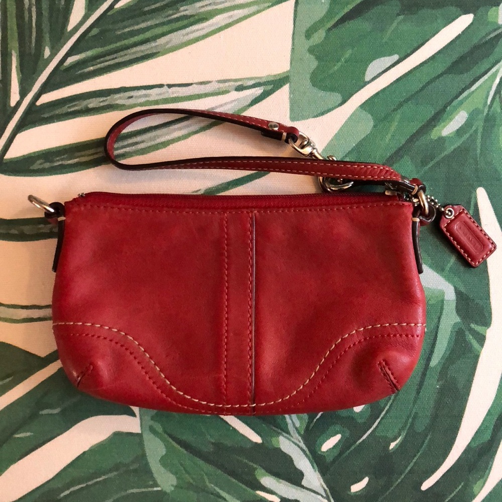 Sold. Coach Red Leather Wristlet